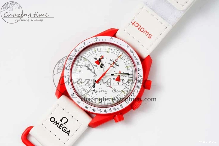 0705 Speedmaster Misson To Mars 1:1 Best Edition White Dial On Nylon Strap Quartz Bold 7862